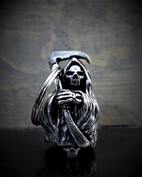 Grim Reaper - Pewter - Motorcycle Ride Bell - Made In USA - SKU BB54-DS Grim Reaper - Pewter - Motorcycle Ride Bell - Made In USA - SKU BB54-DS