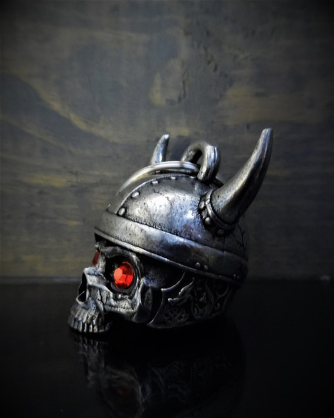 Viking Helmet Skull Diamond - Pewter - Motorcycle Spirit Bell - Made In USA - SKU BB78-DS Viking Helmet Skull Diamond - Pewter - Motorcycle Spirit Bell - Made In USA - SKU BB78-DS