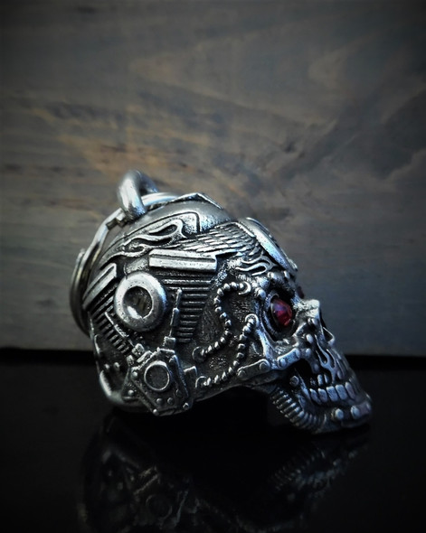 Motorhead Skull Diamond - Pewter - Motorcycle Gremlin Bell - Made In USA - SKU BB112-DS
