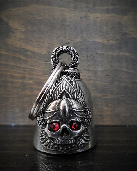 Mandala Skull Rose Diamond - Pewter - Motorcycle Gremlin Bell - Made In USA - SKU BB99-DS Mandala Skull Rose Diamond - Pewter - Motorcycle Gremlin Bell - Made In USA - SKU BB99-DS