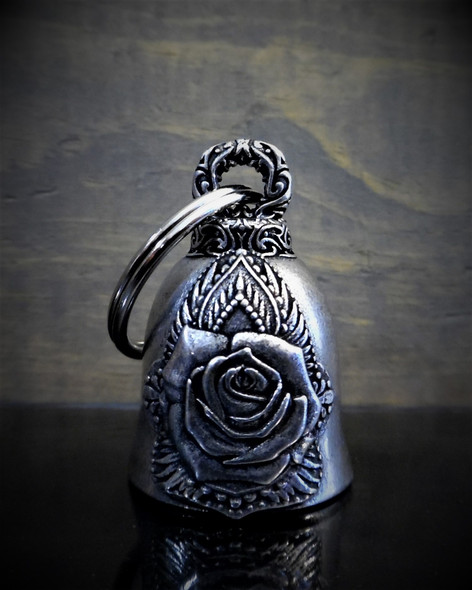 Mandala Skull Rose Diamond - Pewter - Motorcycle Gremlin Bell - Made In USA - SKU BB99-DS