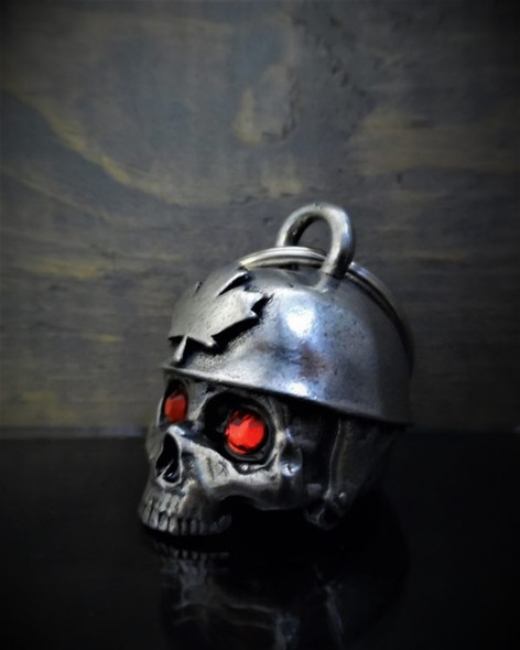 Canadian Helmet Skull Diamond - Pewter - Motorcycle Gremlin Bell - Made In USA - SKU BB71-DS Canadian Helmet Skull Diamond - Pewter - Motorcycle Gremlin Bell - Made In USA - SKU BB71-DS