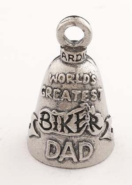World's Greatest Biker Dad - Pewter - Motorcycle Guardian Bell - Made In USA - SKU GB-BIKER-DAD-DS