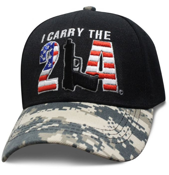 I Carry The 2A - 2nd Amendment - Baseball Cap - Black and Digital Camo - SKU SCAR2A-DS I Carry The 2A - 2nd Amendment - Baseball Cap - Black and Digital Camo - SKU SCAR2A-DS