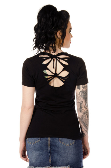 Women's Sliced Back Shirt - Dare Devil Heart - SKU 7680BLK-DS Women's Sliced Back Shirt - Dare Devil Heart - SKU 7680BLK-DS