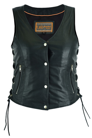 Leather Vest - Women's - Full Cut - Side Laces - Concealed Carry - DS294-DS Leather Vest - Women's - Full Cut - Side Laces - Concealed Carry - DS294-DS
