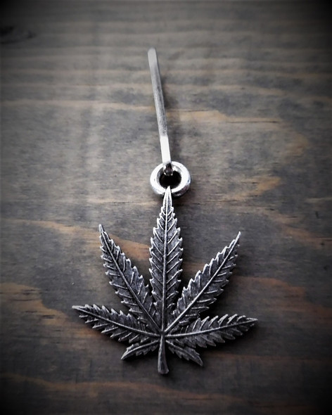 Zipper Pull - Bud Leaf - Weed - Lead Free Pewter - Made In U.S.A. - BZP-30-DS Zipper Pull - Bud Leaf - Weed - Lead Free Pewter - Made In U.S.A. - BZP-30-DS