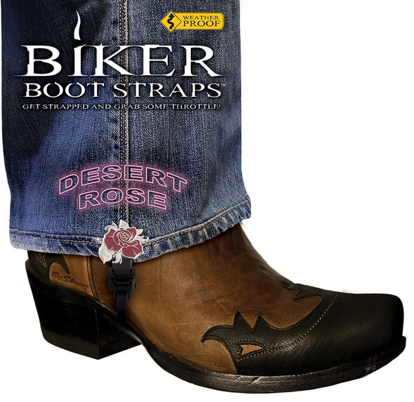 Pair of Biker Boot Straps - 4 Inch - Desert Rose - Motorcycle - BBS-DR4-DS Pair of Biker Boot Straps - 4 Inch - Desert Rose - Motorcycle - BBS-DR4-DS