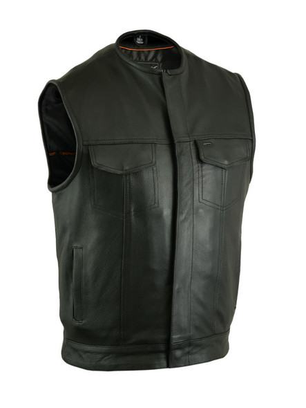 Leather Motorcycle Vest - Men's - Hidden Zipper - Up To 12XL - Big and Tall - DS181A-DS Leather Motorcycle Vest - Men's - Hidden Zipper - Up To 12XL - Big and Tall - DS181A-DS