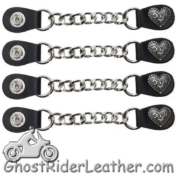 Set of Four Fancy Heart Vest Extenders with Single Chrome Chain - AC1078-LL-DL Set of Four Fancy Heart Vest Extenders with Single Chrome Chain - AC1078-LL-DL