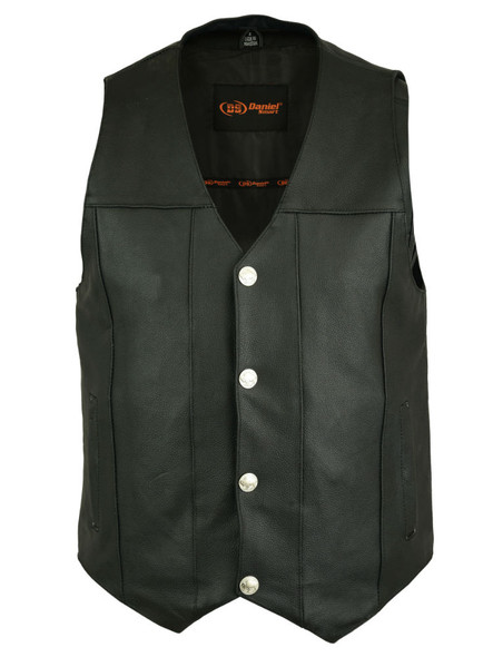 Leather Motorcycle Vest - Men's - Gun Pockets - Buffalo Nickel Snaps - Up To 8XL - DS141-DS