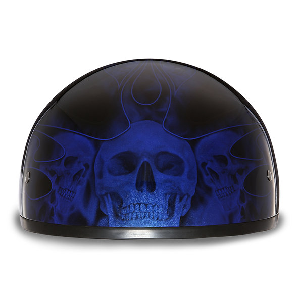 Novelty Motorcycle Helmet Skull Blue Flames Eagle Shorty 6002SFBDH