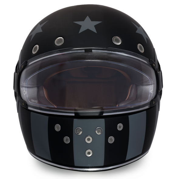 DOT Motorcycle Helmet Retro Dull Black Full Face R1BDH