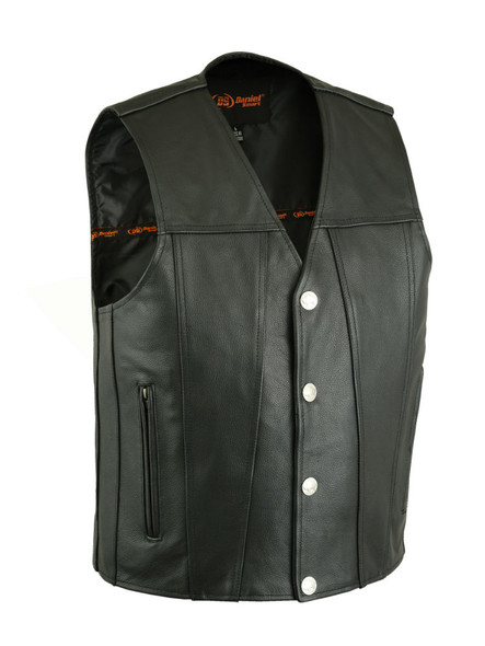Leather Motorcycle Vest - Men's - Gun Pockets - Buffalo Nickel Snaps - Up To 8XL - DS125-DS