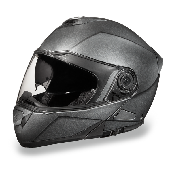 DOT Motorcycle Helmet Retro Hi Gloss Black Full Face Chrome