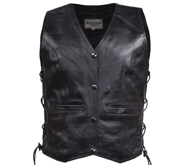 Leather Motorcycle Vest - Women's - Side Laces - LV411-SS-DL Leather Motorcycle Vest - Women's - Side Laces - LV411-SS-DL