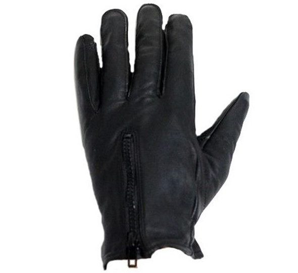 Leather Driving Gloves - Unisex -  Zipper Closure - Lined - GL2055-DL