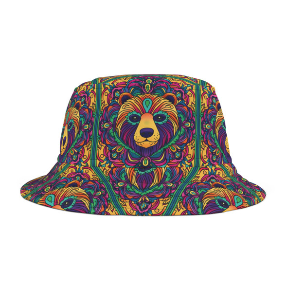 Psychedelic Bear Pattern - Multiple Colors - Biker Bucket Hat