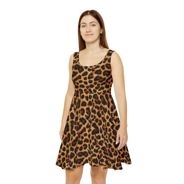 Realistic Leopard Fur - Halloween - Animal Pattern - Women's Skater Dress