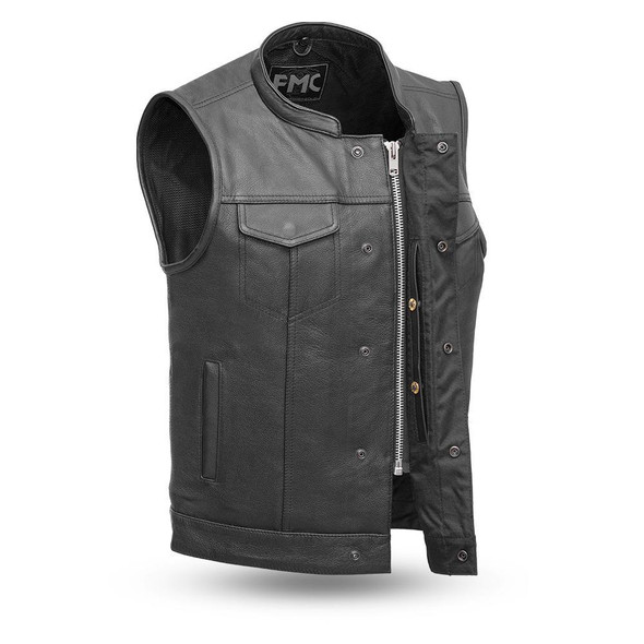 Leather Motorcycle Vest Men's Club Badlands FIM617CSLFM