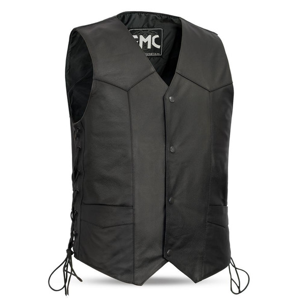 Leather Motorcycle Vest - Men's - Up To Size 8XL - Carbine - FMM602BM-FM Leather Motorcycle Vest - Men's - Up To Size 8XL - Carbine - FMM602BM-FM