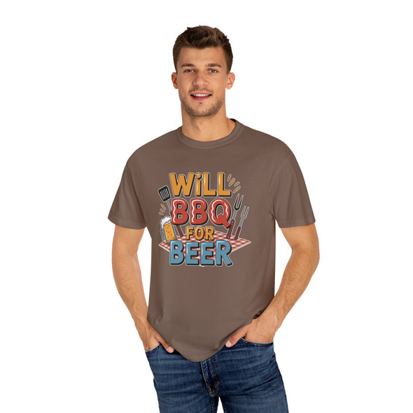 Unisex Garment-Dyed T-shirt - Comfort Colors 1717 - Will BBQ for Beer - Summer Barbecue - Funny