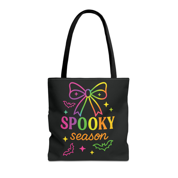 Biker Tote Bag - Spooky Season in Neon - Halloween Trick or Treat Bag - Choice of Sizes