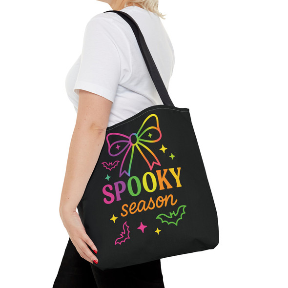 Biker Tote Bag - Spooky Season in Neon - Halloween Trick or Treat Bag - Choice of Sizes