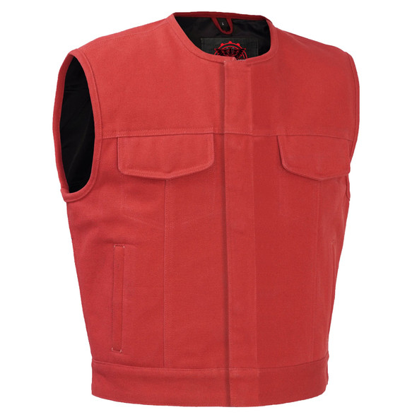 Canvas Motorcycle Vest - Men's - Red - Up To 6XL - Rustmark Blaze - LAVA-RACER-RC