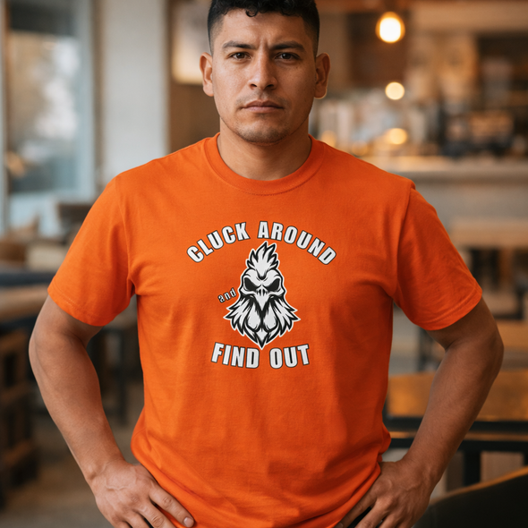 Cluck Around and Find Out - CAFO FAFO - Motorcycle T-Shirt - Rooster Skull - Biker Ride Tee