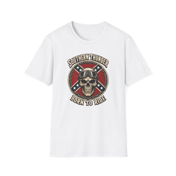 Motorcycle T-Shirt - Southern Thunder - Born to Ride - Skull Biker - Biker Ride Tee