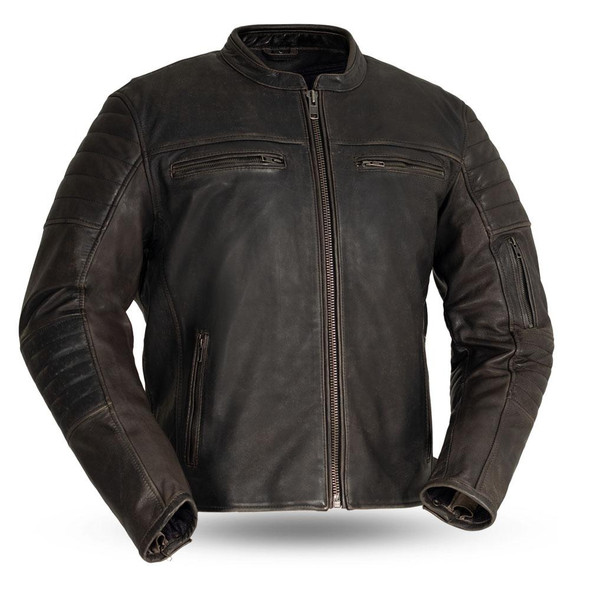 Commuter - Men's Brown Leather Motorcycle Jacket - SKU FIM277CVZ-FM