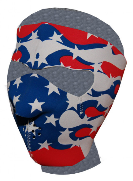 Full Face Neoprene Face Mask with American Flag Flames - Motorcycle Mask - FMF04-MSK-US-FLAME-HI Full Face Neoprene Face Mask with American Flag Flames - Motorcycle Mask - FMF04-MSK-US-FLAME-HI