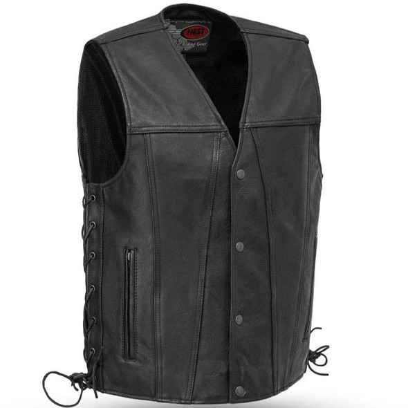 Leather Motorcycle Vest - Men's - Up To 8XL - Gambler - FIM618CFD-FM