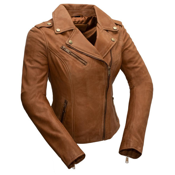 Leather Motorcycle Jacket - Women's - Sangria or Autumn - Harper - WBL1393-WB Leather Motorcycle Jacket - Women's - Sangria or Autumn - Harper - WBL1393-WB
