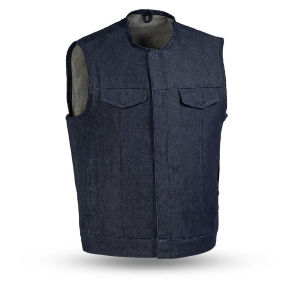 Haywood - Men's Blue Denim Motorcycle Vest Haywood - Men's Blue Denim Motorcycle Vest