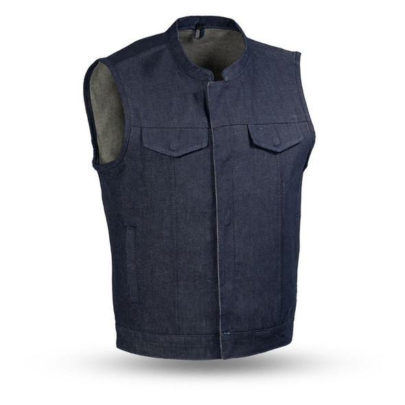 Denim Motorcycle Vest - Men's - Blue - Kershaw - FIM691DM-FM Denim Motorcycle Vest - Men's - Blue - Kershaw - FIM691DM-FM