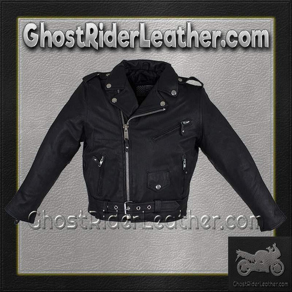 Kid's Leather Motorcycle Jacket - Teens Leather Motorcycle Biker Jacket -SKU KD342-TEEN-DL Kid's Leather Motorcycle Jacket - Teens Leather Motorcycle Biker Jacket -SKU KD342-TEEN-DL