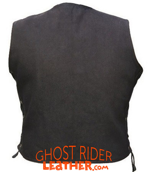 Denim Vest - Women's - Black - Gun Pockets - Side Laces - AL2981-AL Denim Vest - Women's - Black - Gun Pockets - Side Laces - AL2981-AL