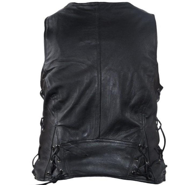 Women's Leather Vest with Side Laces and Concealed Carry Pocket - SKU LV8509-DL Women's Leather Vest with Side Laces and Concealed Carry Pocket - SKU LV8509-DL