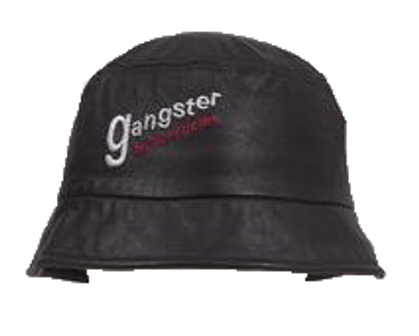 Leather Bucket Cap With Gangster Motorcycles Embroidery - SKU AC32-DL