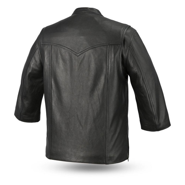 Mesa - Men's Motorcycle Leather Shirt With 3/4 Sleeves - Up To Size 5X - SKU FIM419CDM-FM