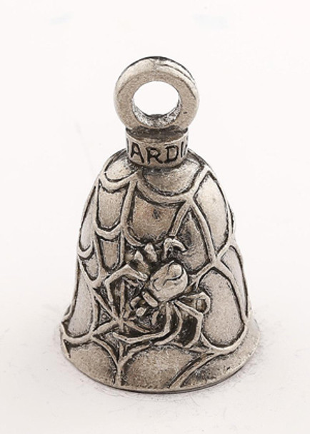 Black Widow - Spider Web - Pewter - Motorcycle Guardian Bell - Made In USA - SKU GB-BLACK-WIDOW-DS