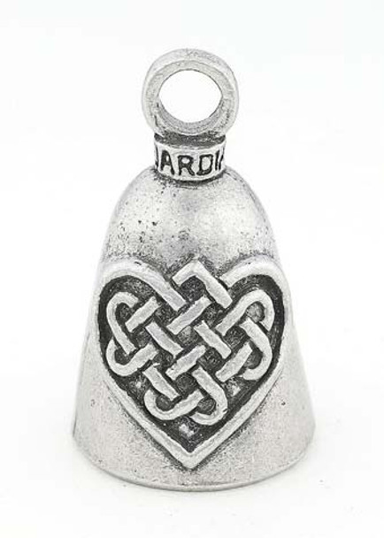 Celtic Heart - Pewter - Motorcycle Guardian Bell - Made In USA - SKU GB-CELTIC-HEART-DS