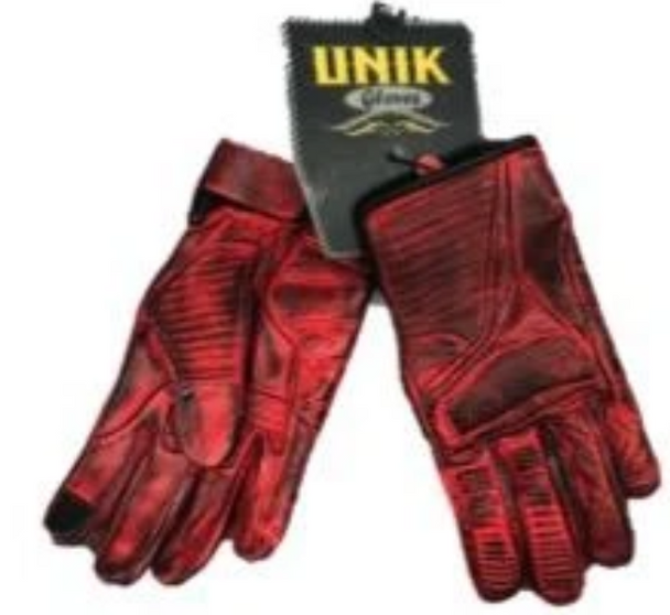 Men's Full Finger Distressed Red Reinforced Leather Gloves - SKU 8175-00-UN