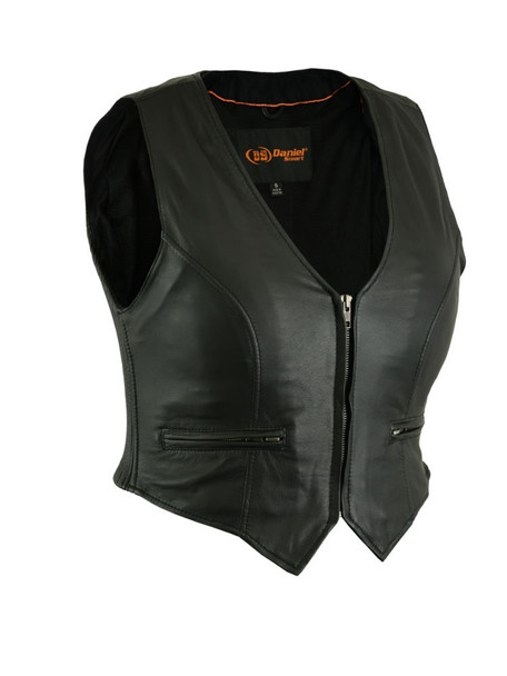 Leather Vest - Women's - Stylish Lightweight - Zipper - Motorcycle - DS238-DS