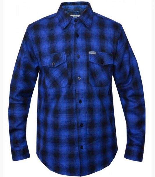 Flannel Motorcycle Shirt - Men's - Blue Black Plaid - Up To Size 5XL -TW206-03-UN