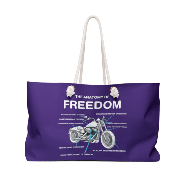The Anatomy of Freedom - Motorcycles Bikers Motobikes Scooters - Purple - Weekender Bag - Tote The Anatomy of Freedom - Motorcycles Bikers Motobikes Scooters - Purple - Weekender Bag - Tote