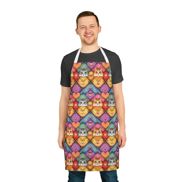 Colorful Cats Pattern 100 - Apron - Choice of 5 Strap Colors