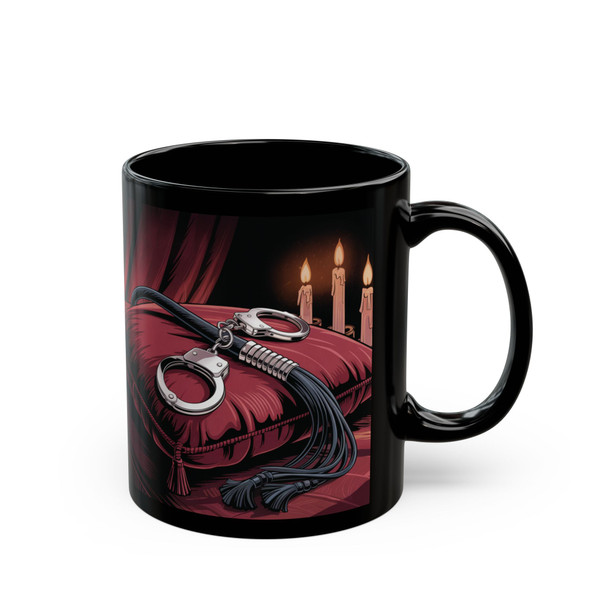 Seductive Black Mug with Handcuffs Design - Perfect for Romantic Gifting and Celebrations